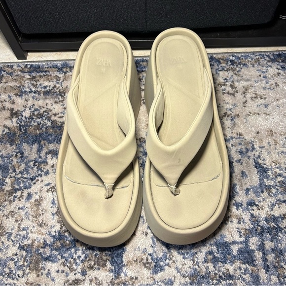 Zara Tan Platform Sandals Size 7.5 - Picture 4 of 11